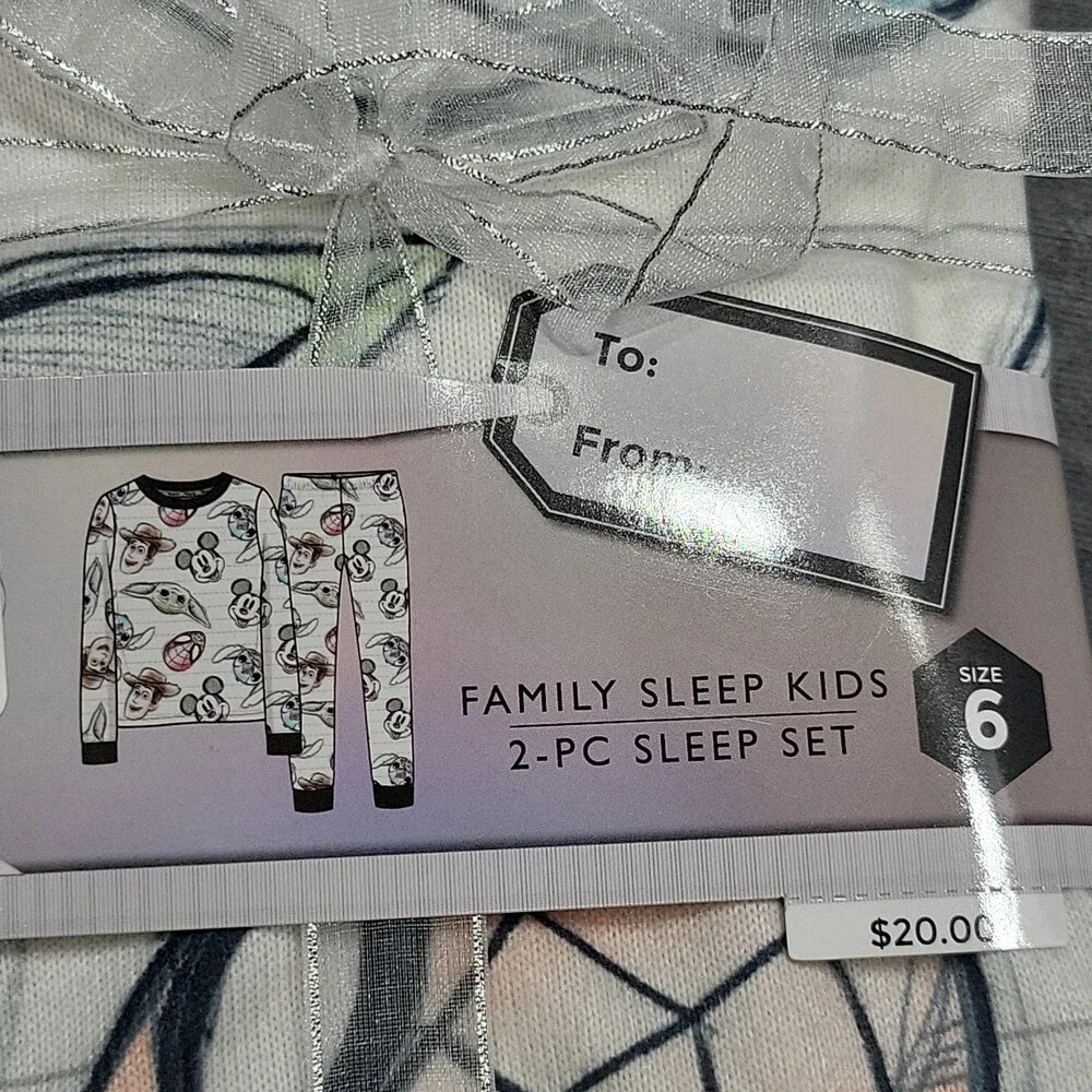 Kids Disney 100 Character Mash Up 2pc Matching Family Pajama Set Size 6
